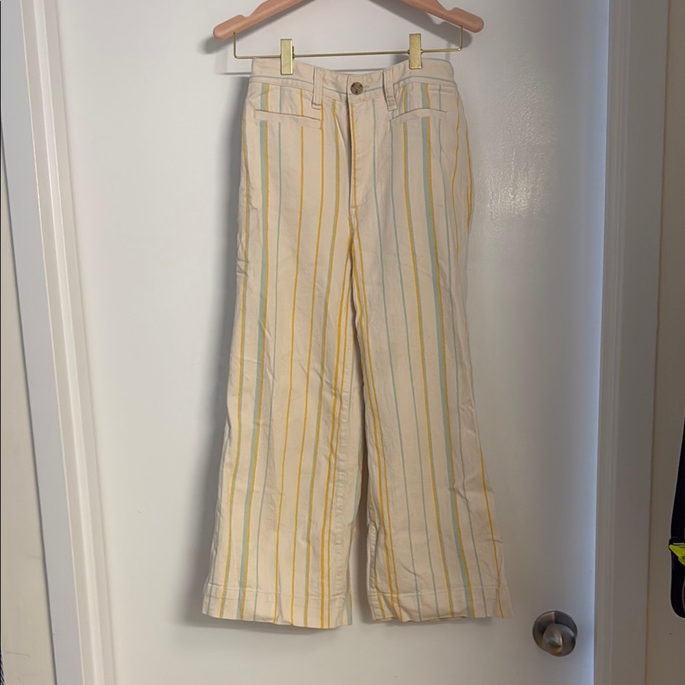 Striped Women's Jeans - Cream with Yellow and Green Accents madewell